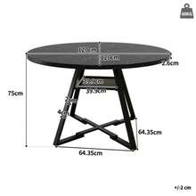 Round Dining Table (1 Piece) Kitchen Table Breakfast Table Metal Legs Marble Look Black/White - Black - View 5