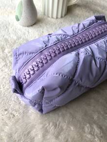 Estuche de lápices de color caramelo lindo, bolsa de almacenamiento de papelería suave y esponjosa para estudiantes, organizador de cosméticos con cremallera grande