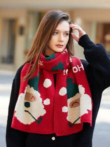 LEAJOURNO. 1条圣诞针织保暖围巾，多功能可爱围脖，男女通用，适合情侣、学生，秋冬季礼物 - A - 查看 13