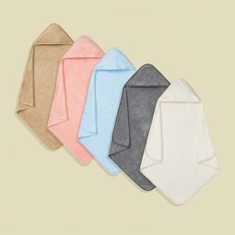 1pc Baby Hooded Towel, Coral Fleece Absorbent & Soft, Newborn Swaddle Blanket, Warm & Skin-Friendly, Solid Color Minimalist Design Suitable For Baby Boys & Girls, Great Gift