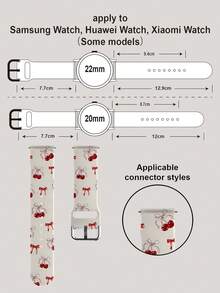 1条柔软弹力透气蝴蝶结樱桃表带，适用于三星、佳明、荣耀智能手表，尺寸可选38mm、40mm、41mm、45mm、44mm、42mm、46mm、49mm；时尚休闲硅胶表带，适用于苹果手表Ultra系列SE/11/10/9/8/7/6/5/4/3/2/1 - 彩色 - 查看 15
