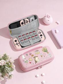 Cat Cake, Cherry, Tulip Pattern Game Console Carrying Case With Strap, Suitable For Switch/Switch OLED/Switch Lite/New Switch 2 (2025), Built-In Stand, 10 Game Card Slots, Portable Travel Bag, Anti-Drop And Shock-Proof | Game Card And Accessory Storage Bag - Multicolor - View 16