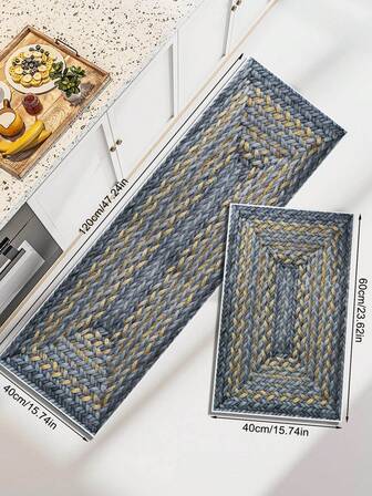 1pc Printed Carpet With Knitted Texture Effect, Multi-Color Background Indoor Entrance Mat, Bedroom Bedside Rug, Kitchen Floor Mat, Hallway Carpet, Thick Soft Bathroom Mat, Absorbent Non-Slip, Machine Washable, Suitable For Entryway, Living Room, Kitchen, Laundry Room, Bathroom - Polyester, Absorbent, Non-Slip