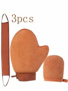 3pcs/Set Self Tanning Gloves And Back Applicator, Suitable For Face And Body Tanning Gloves, Back Applicator, Body Lotion Applicator Gloves, Quick Tanning Oil And Sunscreen Massage Care - Multicolor - View 12