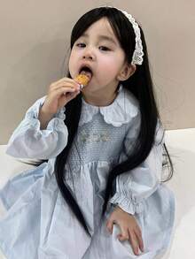 Tóc giả thẳng tổng hợp có mái, dài, mềm mượt, chịu nhiệt, làm bằng máy, kiểu tóc giả nguyên đầu, thích hợp cho cosplay, tiệc tùng, dành cho TRẺ EM GÁI. - màu đen - Xem 5