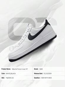 Nike Air Force 1 Low '07 White – Men's Lifestyle Sneakers – Shoes For Man -Vintage-Spring & Summer-Inspired Running Shoes, Shock-Absorbing Comfort, Gym To Streetwear Casual Wear-Easter Gift–FQ4296 101 - White/Black - 查看 6