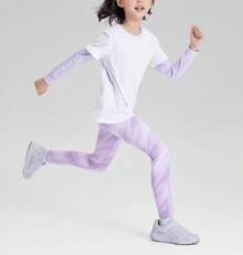 Skechers 女童休闲运动圆领长袖针织打底衫 - 白色/紫色 - 查看 4