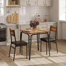 Juego de Mesa y sillas de Comedor para 2, Mesa de Comedor Cuadrada y 2 Asientos tapizados, Juego de Mesa y sillas de Comedor Compacto, Ahorra Espacio, Adecuado para Cocina, Comedor. - Marrón - Ver 8