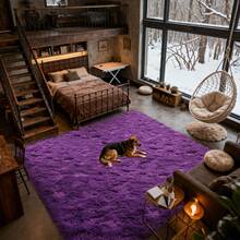 Large Shaggy Area Rug For Living Room & Bedroom – Washable Fluffy Carpet With 1.7in High Pile, Plush Aesthetic Throw Rug, Non-Slip Rubber Backing With 4 Anti-Slip Pads, Durable Edge Stitching – Cozy Minimalist Decor – Great Gift For Halloween & Christmas, Perfect For Play Rooms & Parties – Heavyweight 700g+/㎡ – Sizes: 4*6 / 5*7 / 6*9 / 8*10 / 9*12 Ft - Nho tím - Xem 1