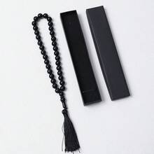 33pcs Black Gemstone Beaded Necklace With Tassel - Middle Eastern Style Fashionable Men's Rosary - Multicolor - View 9
