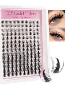 224/144/140pcs D-Curl Curly Cartoon Eyelash Clusters, DIY Eyelash Extension, Fairy Eyelash Clusters, D-Curl Pointed Anime Eyelashes, Thin Individual Lashes, 8-18mm Cluster, Create Cartoon Eyelash Makeup Effect, Suitable For Beginners, Halloween, Christmas, Parties, Etc. - Multicolor - View 2