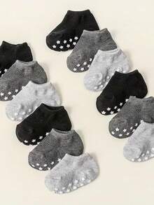 6 piezas/12 piezas Calcetines antideslizantes para bebé, aptos para todas las estaciones, calcetines para niños pequeños