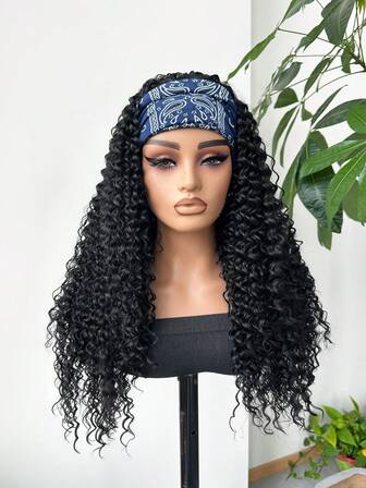 3-i-1 svart syntetisk peruk med långa vågiga lockar, designad för kvinnor, sömlös flip, inget lim behövs, lämplig för nybörjare, djupa vågiga lockar, vardagsbruk