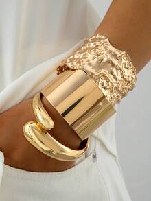 3pcs Set Minimalist Chic Metal Smooth Geometric Open Bangle Bracelet Set, Unique Gift For Women Suitable For Music Festivals And Parties - 31667-bra-g-eP - View 7