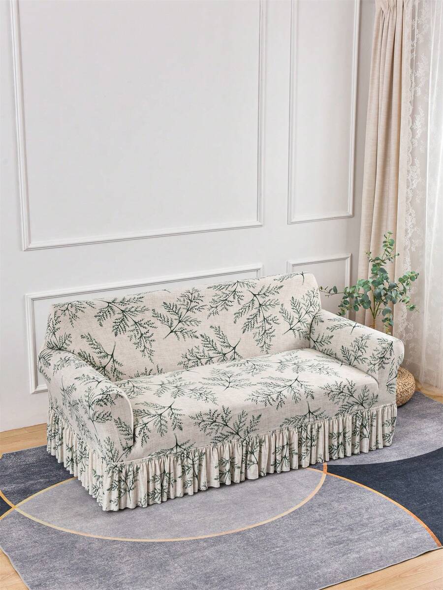 1pc Vintage Floral Pet Proof Sofa Cover, Breathable All-Season Universal Stretch Printed Dust-Proof Sofa Slipcover (Pillow Cover Not Included)