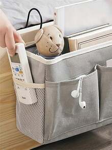 Multi-Functional Fabric Wall-Mounted Storage Rack - Fashionable Linen Dorm Storage Bag With Multiple Pockets For Bedside Cabinet, Cabinet And Student Essentials, Space-Saving Tidy Solution, Pencil Case, Student Bedside Storage Bag, Room Decor, Home Decor, Bedroom Decor, School Supplies, Campus Decor, Storage Organizer Bag - Multicolor - View 7