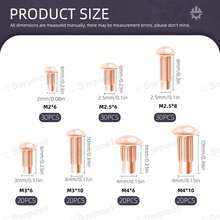 Swpeet Kit de Surtido de Remaches Moleteados Sólidos de Cobre Rojo de 170Pcs M2 M2.5 M3 M4 *6mm 8mm 10mm, Remaches Moleteados Semiredondos Sólidos para Reparación de Barcos, Aviones, Fabricación de - Acero inoxidable 304 - Ver 10