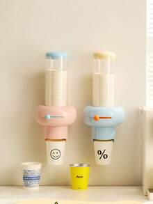 1pc Multifunctional Sliding Cup Holder, Disposable Cup Wall-Mounted Water Dispenser Paper Cup Rack, Water Cup Storage Organizer
