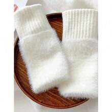 We Are Purchasing A Pair Of New Half-Finger Gloves For Women, Which Are Soft, Warm, Luxurious, Solid-Color Finger-Free Gloves For Women's Winter Hand Protection, Multi-Functional Touch Screens, Offices, And Student Writing - 彩色 - 查看 7