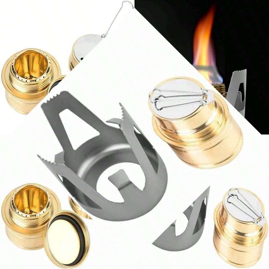 Portable Mini Alcohol Burner for Outdoor Camping, Hiking and Home Use - Ultra Lightweight and Foldable - GRIS - Ver 1