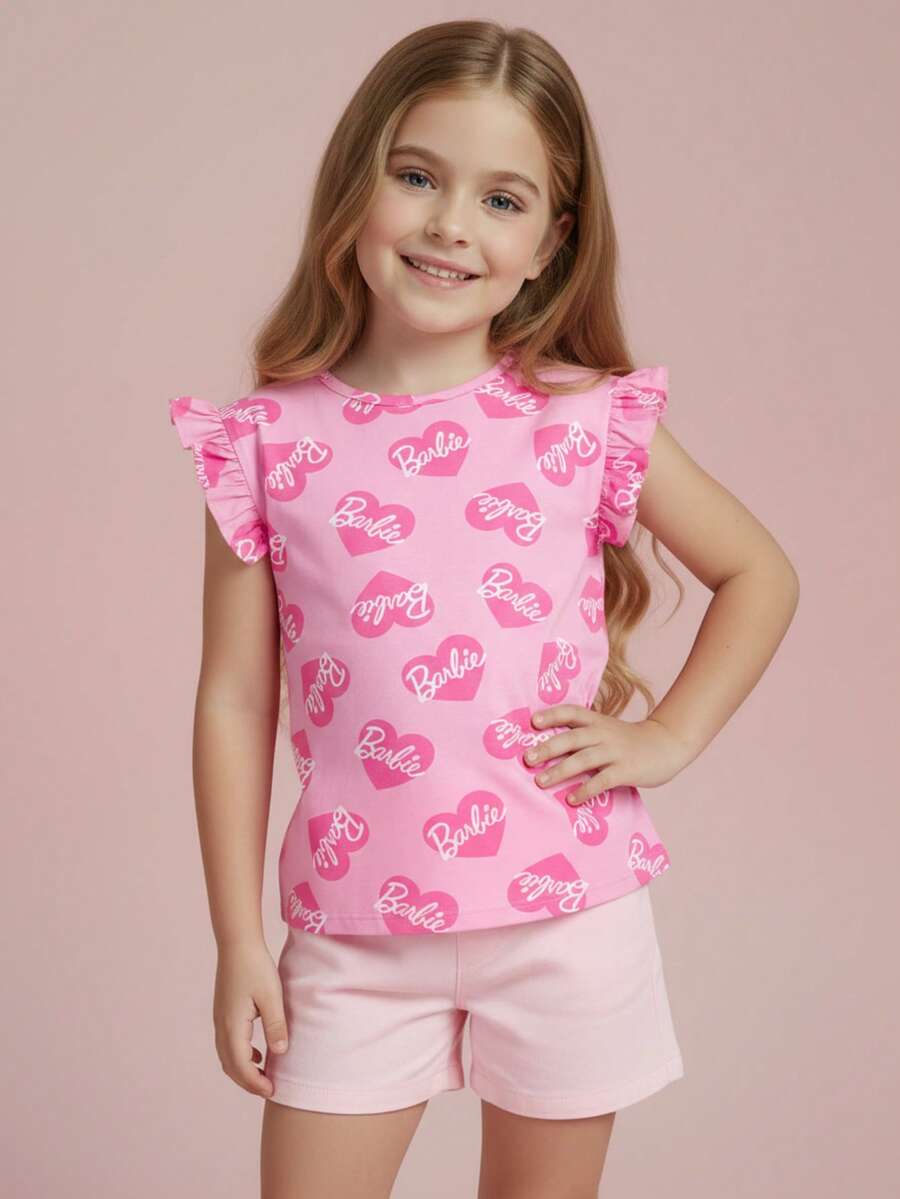 Playera Barbie Rosa con Volantes en Hombros - Rosa - Ver 1