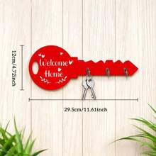 1pc Bohemian Rustic Wooden Key Holder Rack With Hooks And Stand, Easy To Install, Space-Saving Wall-Mounted Storage Organizer For Keys, Coats And More, Suitable For Entryway, Kitchen, Office