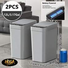 2pcs Non-Contact Automatic Sensor Trash Can, 1.81 Inch Height, Compact Slim Smart Electric Garbage Bin For Bedroom, Office And Kitchen. Sensor Trash Can Suitable For Kitchen, Bathroom, Bedroom, Laundry Room, Office And RV. Plastic Trash Can/Kitchen Trash Can/Office Trash Can/Bathroom Trash Can. Christmas And Halloween Home Decor, No Obstruction Above When In Use.