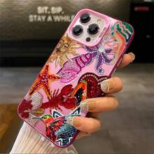 1 elegante funda para teléfono, no incluye cordón ni soporte. Funda para teléfono con diseño de criaturas marinas y sol con cuentas coloridas, compatible con Phone 11 12 13 14 15 16 17 Pro X 7plus 8plus Xs XS. De silicona, a prueba de golpes, vintage, divertida, impresionante, linda. Se puede regalar a amigos o a un ser querido. - Morado - Ver 3