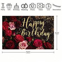 1 Stück Geburtstagsbanner Hintergrund - Florale Goldglitzer Gestaltung, geeignet für Fotografie, Mehrzweck Party Dekoration, Frühlings-/Sommerfeiern - Verschiedene Größen, Multifunktionaler Party Hintergrund, geeignet für unisex Dekoration, Innen- und Außenbereich, Fotostudio, Gartendekoration, Partydekoration und Fotobox. - Verschiedenfarbig - Übersicht 6
