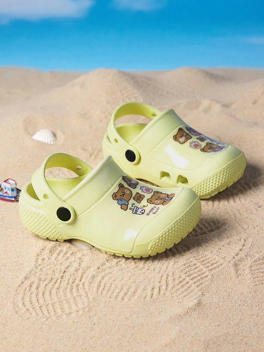 1双男童可爱卡通熊休闲轻便透气沙滩凉鞋，时尚百搭，适合春夏穿着 - 米色 - 查看 1