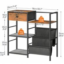 Record Player Stand, End Table With Vinyl Storage, 4 Tier Vinyl Record Storage, Side Table With Open Shelves, Turntable Stand For Living Room, Media Room, Rustic Brown - 棕色 - 查看 7