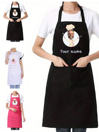 1 pieza Delantal personalizado, impermeable, delantal de cocina divertido, se puede personalizar con texto y fotos, regalo ideal para aniversario, adecuado para mujeres, chefs, madres, padres, esposos, novias, novios, regalo de boda (hombres/mujeres)