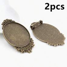 2pcs 30x40mm Inner Size Oval Flower Cabochons Blank Brooch Base Tray Bezel DIY Jewelry Making Accessories Findings - Brooch Base - View 7