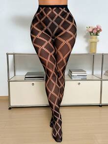1-3 Pairs High Elasticity European And American Cross-Border Fishnet Stockings, Fashionable Girl Sexy Tattoo Jacquard Lace Hollow Out Mesh Pantyhose - Multicolor - View 24