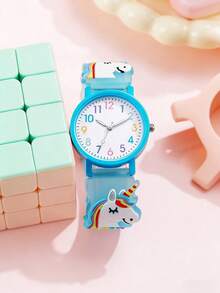 1pc/Set Colorful Cute Cartoon Unicorn Silicone Watch, Great For Year-End Promotion, Social Media Trending, Holiday Gift - Multicolor - View 1