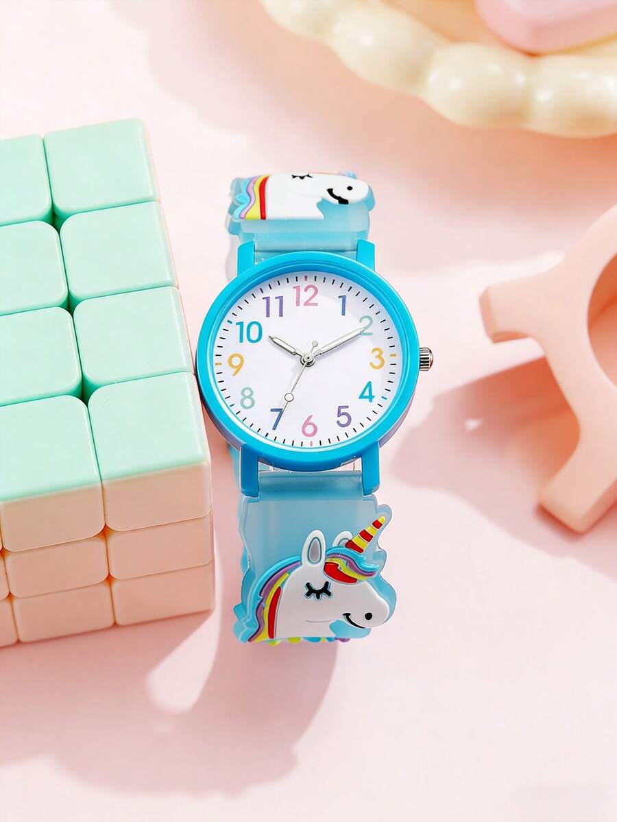 1pc/Set Colorful Cute Cartoon Unicorn Silicone Watch, Great For Year-End Promotion, Social Media Trending, Holiday Gift - Multicolor - View 1
