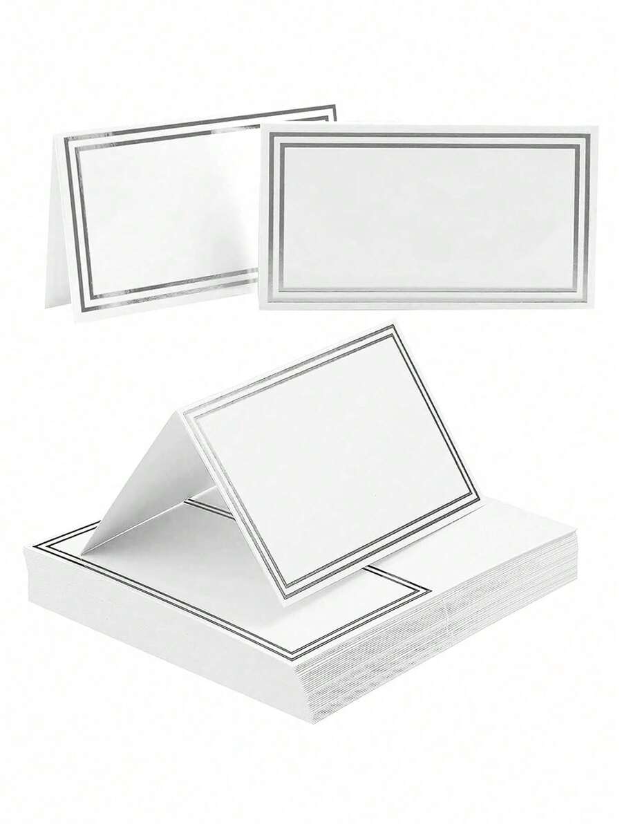 10张银箔个性化姓名卡，婚礼座位号卡装饰，桌卡，餐桌布置姓名卡，空白桌卡，宾客卡，银箔婚礼桌卡，宾客签到卡，婚宴桌卡，派对晚宴，装饰，家居，家居生活，活动派对用品，仪式用品，派对标牌 - 銀色 - 查看 1