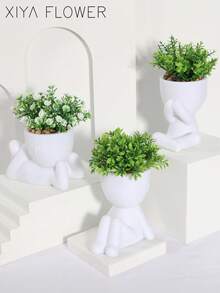1/3 cây mọng nước nhân tạo, chậu cây mọng nước nhỏ hình người, 3 kiểu dáng, bình hoa trắng, thiết kế hoạt hình, chất liệu PP/PE, màu xanh lá cây, trang trí bàn làm việc, trang trí nhà cửa, trang trí sân vườn, trường học, đám cưới, quà tặng ngày Valentine, ký túc xá, trang trí văn phòng. - Nhiều màu - Xem 10