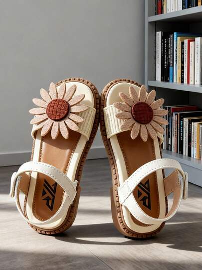 2024 Summer New Girls Vintage Woven Bow Faux Leather Sandals, Beige Soft Bottom Open Toe Sandals, Essential For Daily Wear, Campus, Street Style In Summer, Popular Trending Girls Sandals, Fashionable Retro Design Children Sandals, Soft Bottom Non-Abrasive, Ideal Holiday Gift