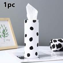4/2/1 pieza Caja de pañuelos de coche clásica en blanco y negro con patrón de vaca, contenedor de pañuelos de coche con diseño cilíndrico elegante, dispensador de pañuelos de viaje portátil y redondo con 40 pañuelos faciales para ajuste universal en automóvil, hogar y oficina, paquete de pañuelos decorativos - Multicolor - Ver 11