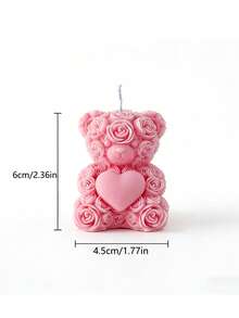 1 pieza Vela de cera de soja con oso de rosa 3D hecho a mano, crea un ambiente romántico, adecuado para el Día de San Valentín, bodas, fiestas, regalos festivos, decoración creativa con oso con forma de corazón - Multicolor - Ver 11