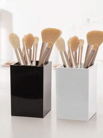 2/1pc Makeup Brush Holder, Multi-Functional Large Capacity Makeup Brush Storage Box, Suitable For Vanity, Bathroom Counter, Cabinet, Can Store Eyeliner/Lip Liner, Also Can Be Used As Toiletry Bag, Desktop Organizer, Cosmetic Bag, Jewelry Box, Makeup Brush Holder, Perfume Storage Box, Great Gift For Women, Christmas Gift And Present