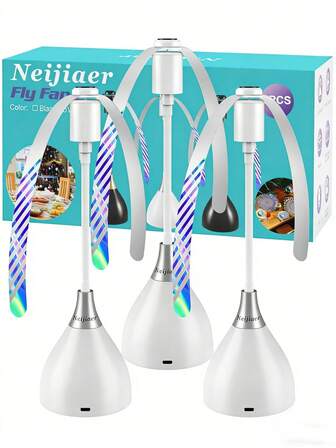 TMACTIME 2/3/4 st batteri-/USB-driven flugavvisande fläkt - Effektiv stationär flugavvisande fläkt med mjuka blad, lämplig för hemmet, picknick, grillfest, bärbar insektsavvisande, tyst drift, ≤36V