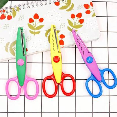 1pc Decorative Pattern Craft Scissors - ABS Resin, Smooth And Cutting - Suitable For Scrapbook And DIY Projects, Vibrant Kid-Friendly Design (Some Colors Random) Scrap Book, DIY Children's Craft Kit, Children's Craft Kit, Children's Craft Set