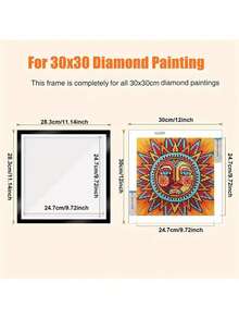 5个钻石画框，适用于11.81x11.81英寸/30x30厘米方形钻石画画布，磁性自粘式钻石画框，适用于墙壁、窗户、门内侧尺寸 - 彩色 - 查看 2