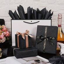 10/20/40张装黑色闪光箔纸 - 20英寸 x 14英寸光面包装纸，含闪光粉，优雅的工艺用品，适用于礼品袋、婚礼、生日、情人节、派对装饰和礼品包装 | 精致的箔纸设计 | 耐用