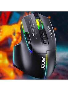 Acer The OMW950 Plus High-Precision Gaming Mouse Features Multiple DPI Sensitivity Adjustments To Meet The Needs Of FPS/MOBA Games, RGB Lighting Design, High-Speed Tracking And Low Latency Response, And Black Wireless Dual-Mode Operation. - Black Wireless Dual-mode - View 1