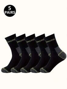 5/10/20 Pairs Men's Letter Socks, Work Letter Socks, Fitness Sports Socks, Running Socks, Walking, Daily Outfit, Casual Home Socks - Multicolor - View 3