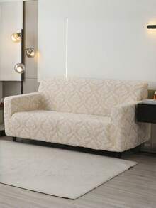 1pc Bohemian Baroque Style Elastic Sofa Cover - Breathable, Pet Friendly, Machine Washable Polyester And Spandex, Floral Jacquard Pattern, Suitable For Sofas Of One To Four People -180g/Square Meter, Living Room Furniture Decoration - Beige - View 2
