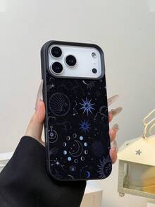 Moon1pc 时尚简约个性化蓝紫色星空图案荔枝纹理防水防震防滑软手机壳，适合作为生日、节日礼物送给朋友、家人、情侣，兼容苹果/ - 彩色 - 查看 2